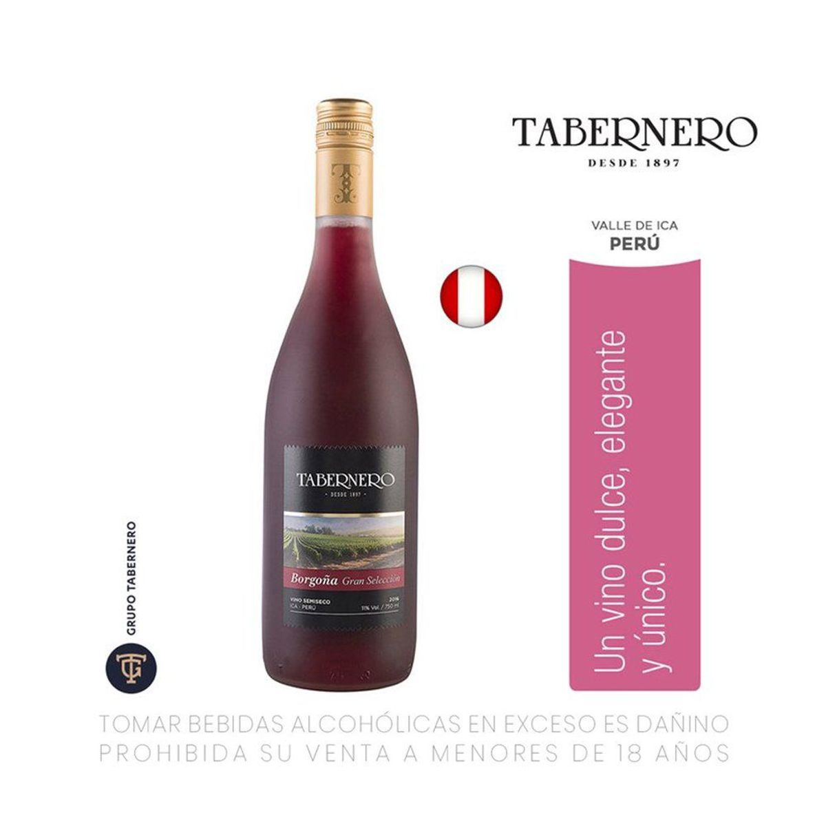 TABERNERO - Vino Tabernero Borgoña Gran Selección Perú Botella 750 mL