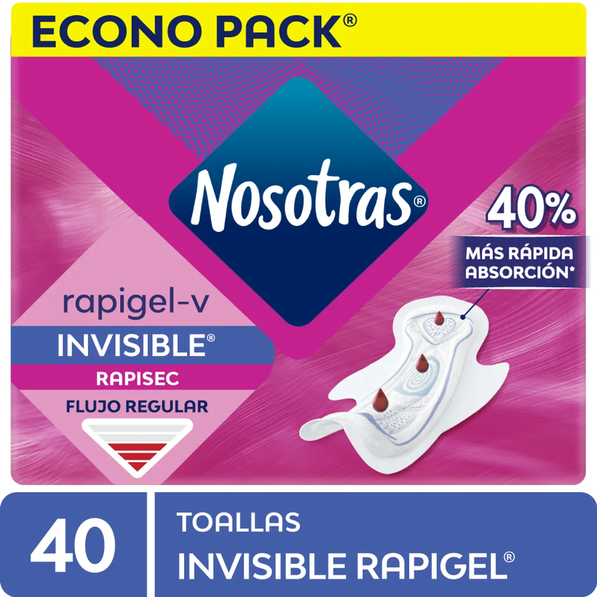 NOSOTRAS - Toallas Higiénicas Nosotras Invisible Rapigel Empaque 40 Und
