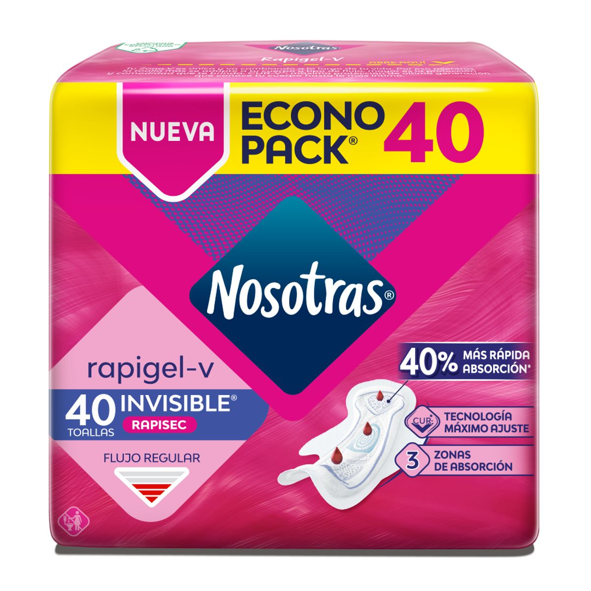 NOSOTRAS - Toallas Higiénicas Nosotras Invisible Rapigel Empaque 40 Und