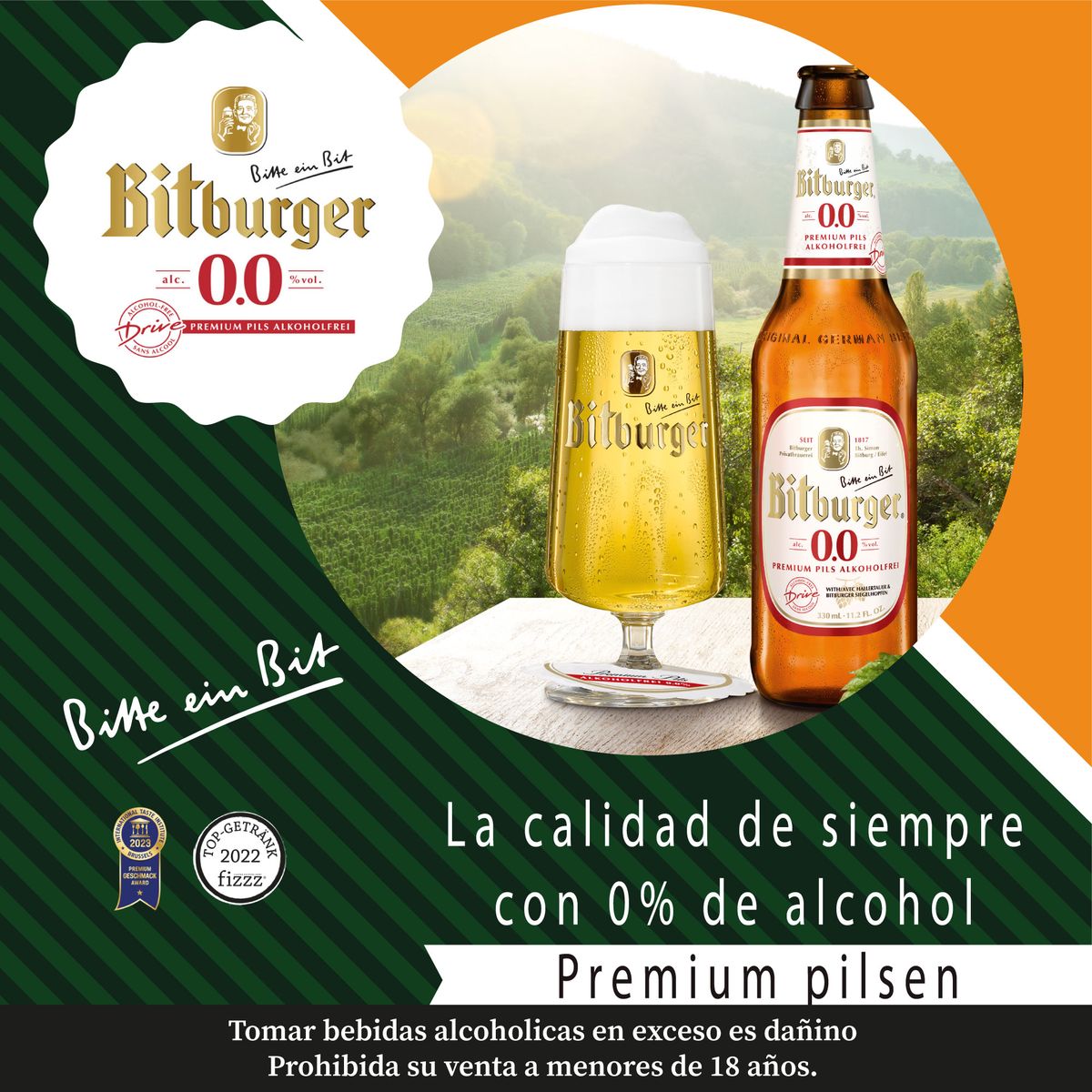 BITBURGER - Cerveza Bitburger Sin Alcohol Drive Bit Botella 330 mL