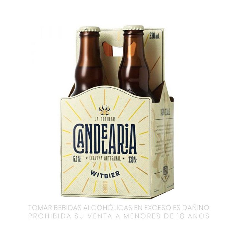 CANDELARIA - Cerveza Candelaria Artesanal Witbier Pack 4 Und Botella 330 mL