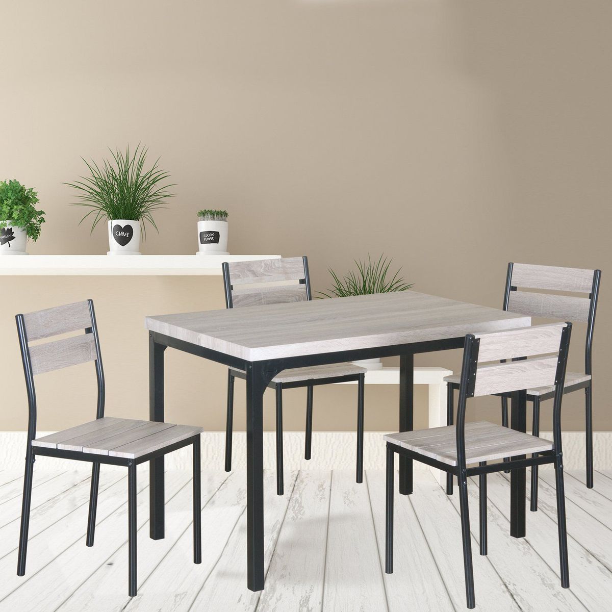CASA JOVEN - Juego de Comedor Rectangular 4 Sillas D01139