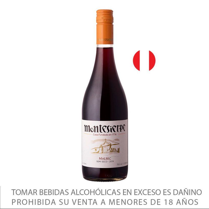 MONTESIERPE - Vino Tinto Montesierpe Malbec Botella 750 mL