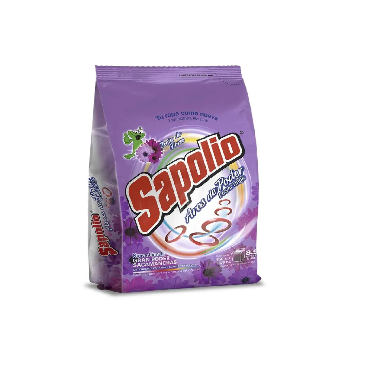 SAPOLIO - Detergente en Polvo Sapolio Floral Bolsa 450 g