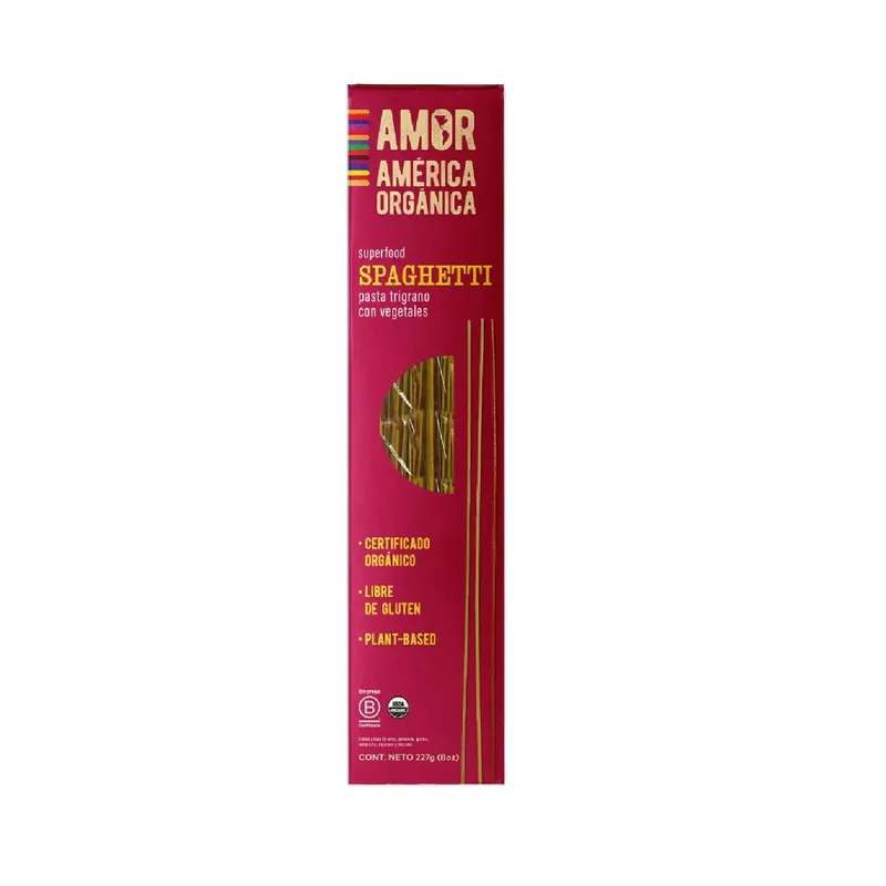 AMERICA ORGANICA - Fideos Trigrano América Orgánica Espaguetti con Vegetales Caja 227 g