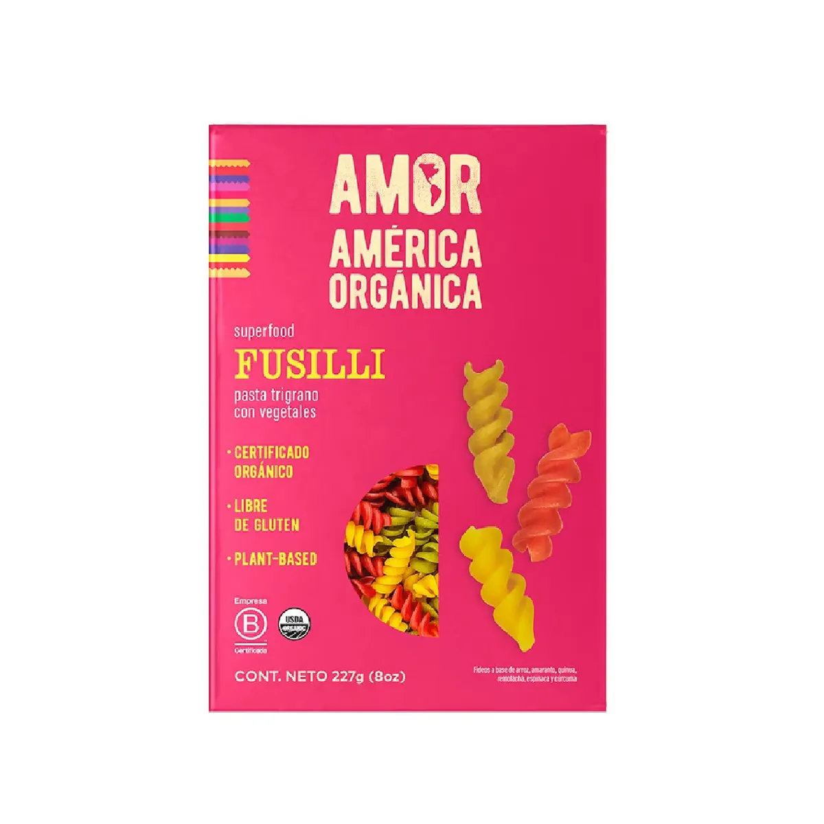 AMERICA ORGANICA - Fusilli Trigrano Orgánico América Bolsa 227 g