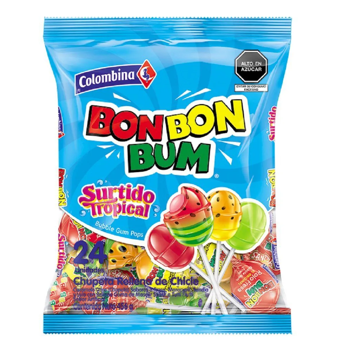 BON BON BUM - Chupetines Bon Bon Bum Tropical Bolsa 456 g