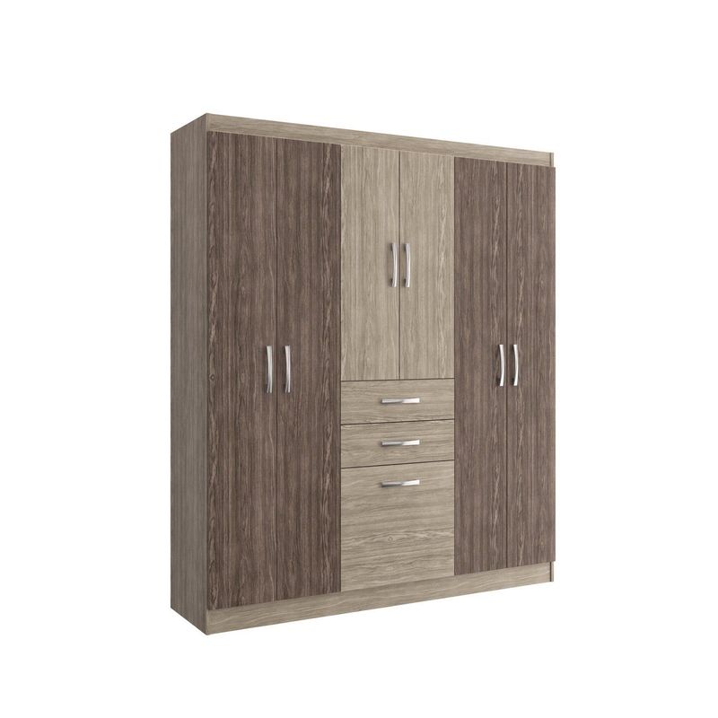 PRECIO UNO - Ropero 6 Puertas 2 Cajones 1 Gaveta Noche Chocolate