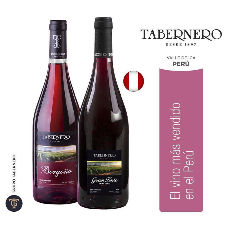 TABERNERO - Pack Vino Tabernero Borgoña 750 mL + Gran Tinto 750 mL