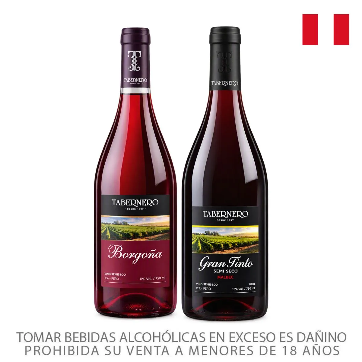 TABERNERO - Vino Tabernero Borgoña 750 mL + Gran Tinto 750 mL