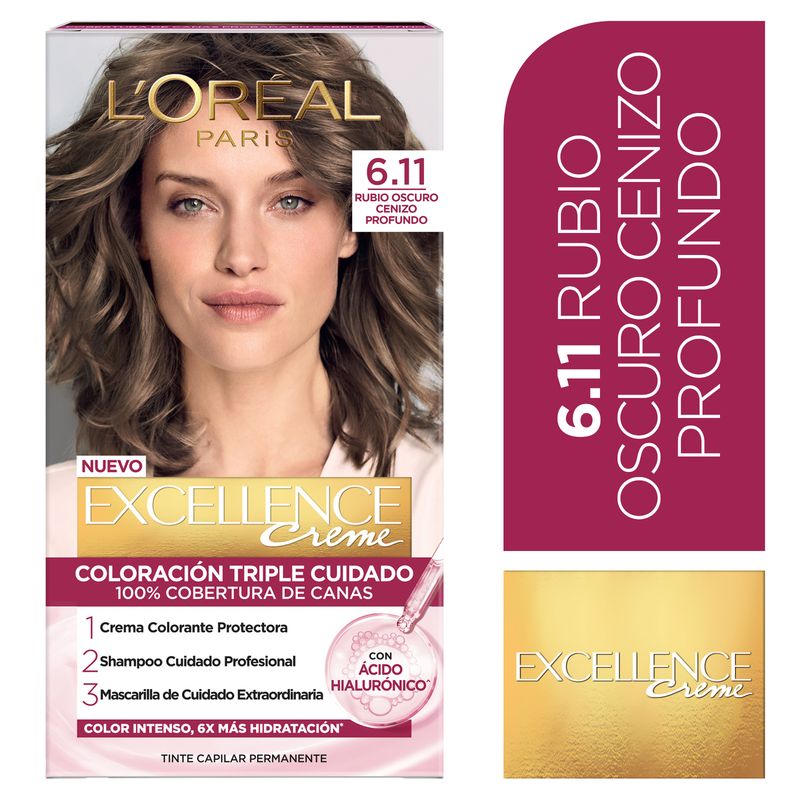 EXCELLENCE - Kit Tinte Capilar Excellence Tono 6.11 Rubio Oscuro Cenizo Profundo