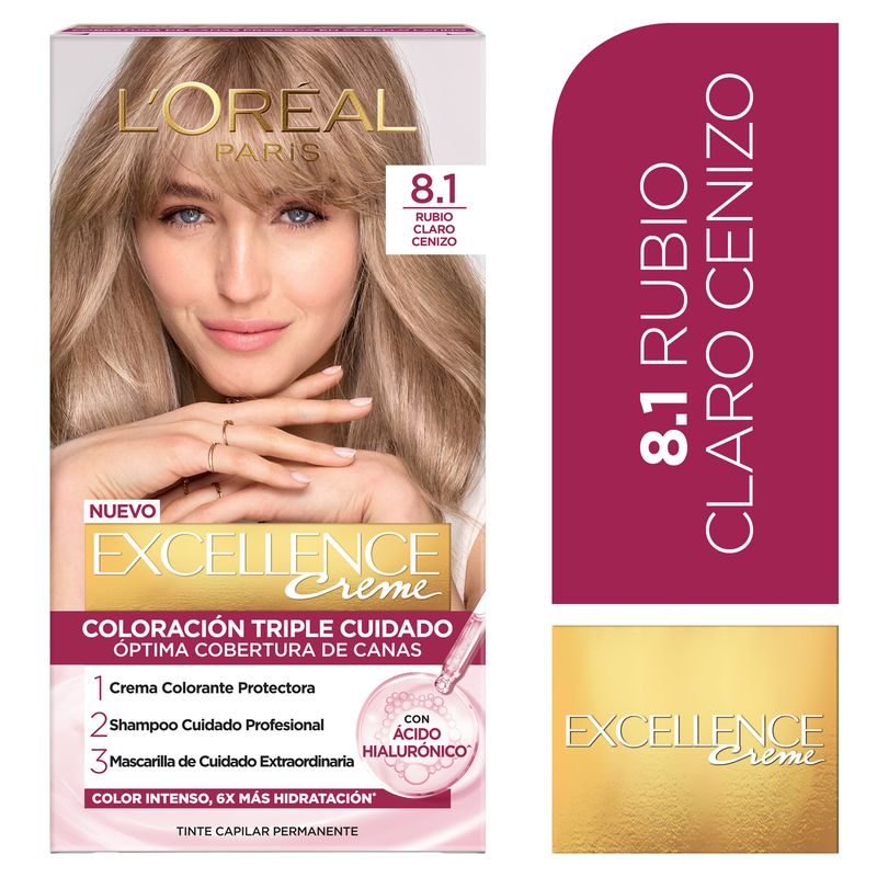 EXCELLENCE - Kit Tinte Capilar Excellence Tono 8.1 Rubio Claro Cenizo