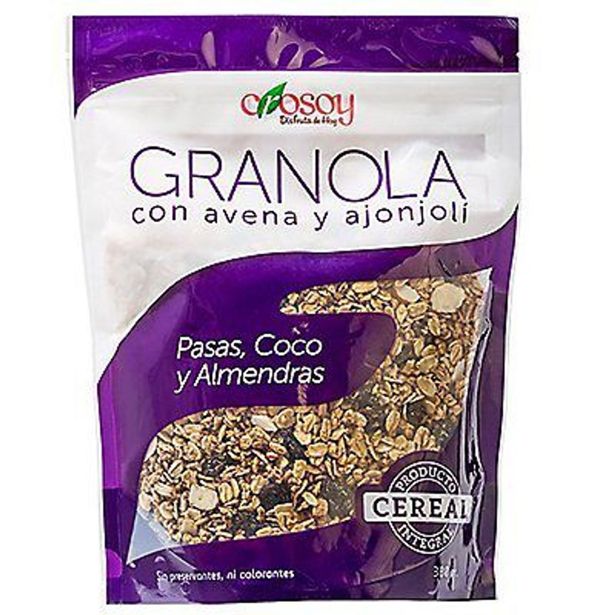 CROSOY - Granola con Avena Ajonjolí Pasas Coco y Almendras Cros­oy Bolsa 380 g