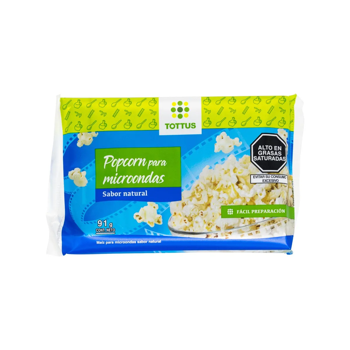TOTTUS - Pop Corn para Microondas Sabor Natural Tottus