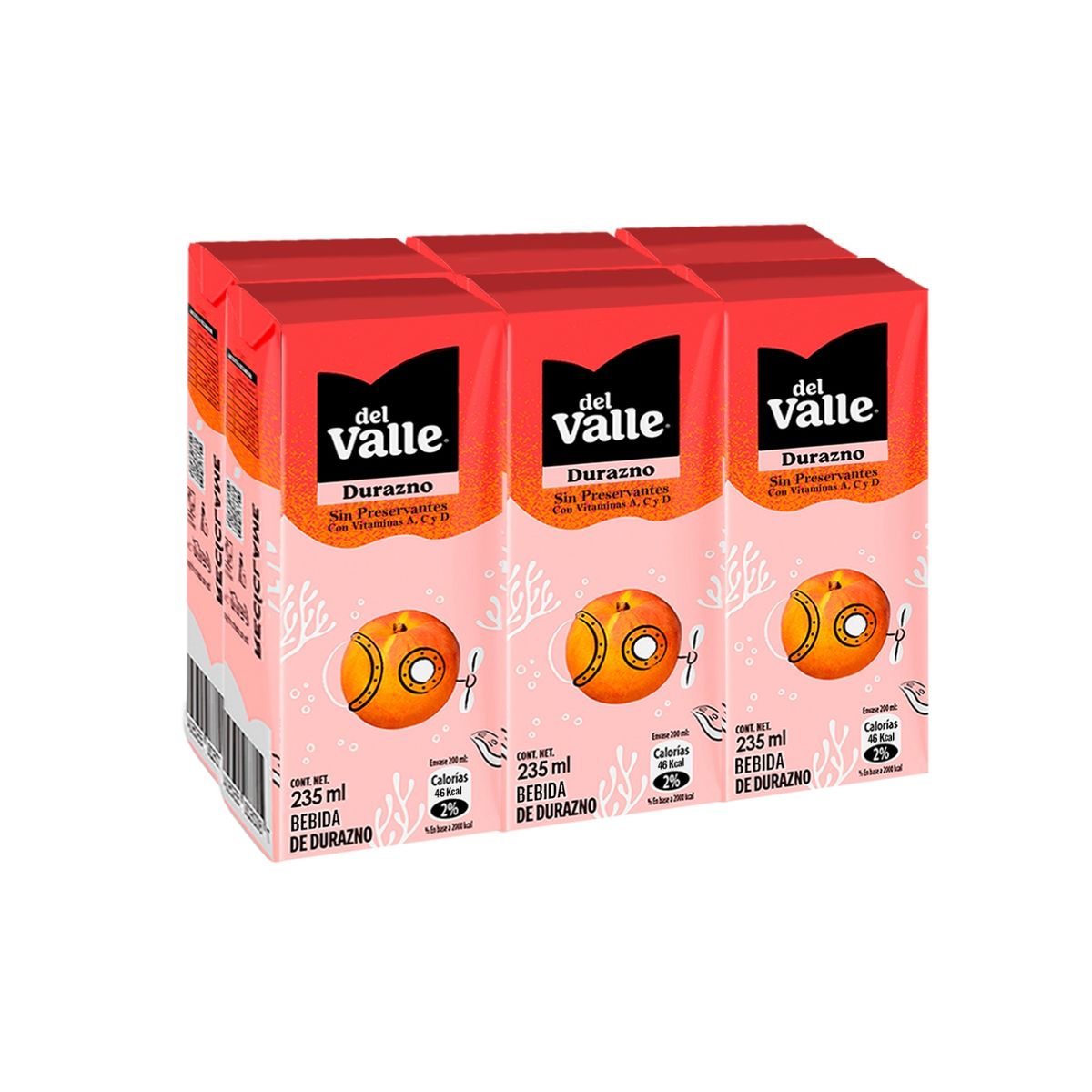FRUGOS - Bebida Frugos Durazno Sixpack Caja 235 mL