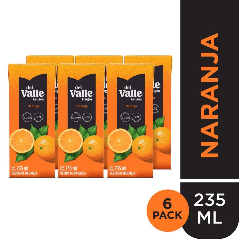 FRUGOS - Bebida Frugos del Valle Naranja Sixpack Caja 235 mL
