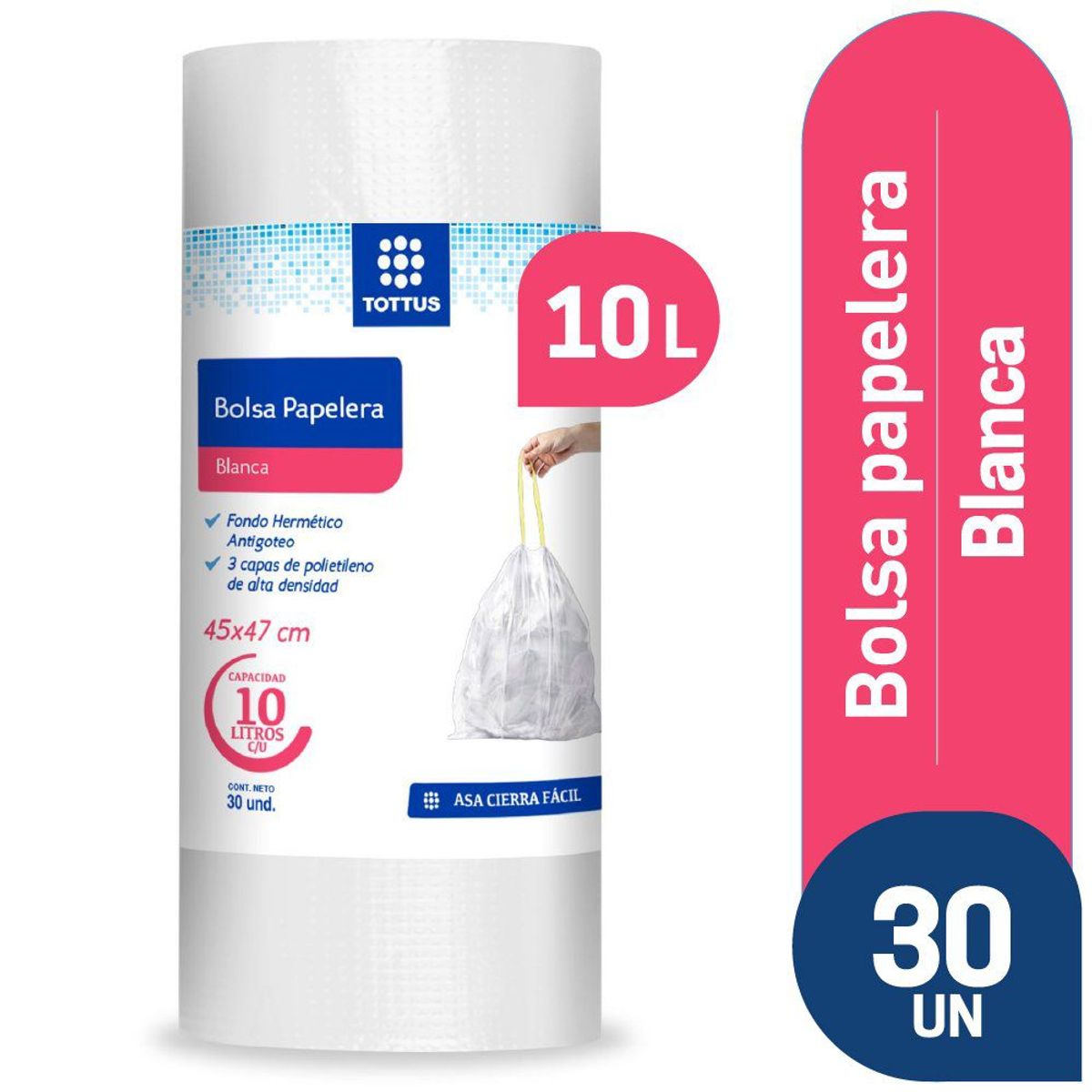 TOTTUS - Bolsa de Papelera Blanca Tottus 10 L Empaque 30 Und