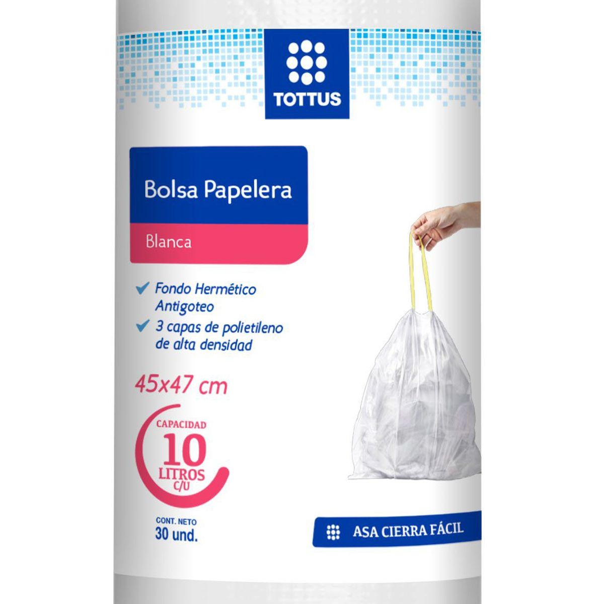TOTTUS - Bolsa de Papelera Blanca Tottus 10 L Empaque 30 Und
