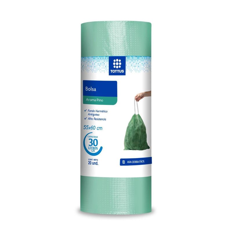 TOTTUS - Bolsa Basura Tottus 30 L Perfumada Pino Rollo 20 Und