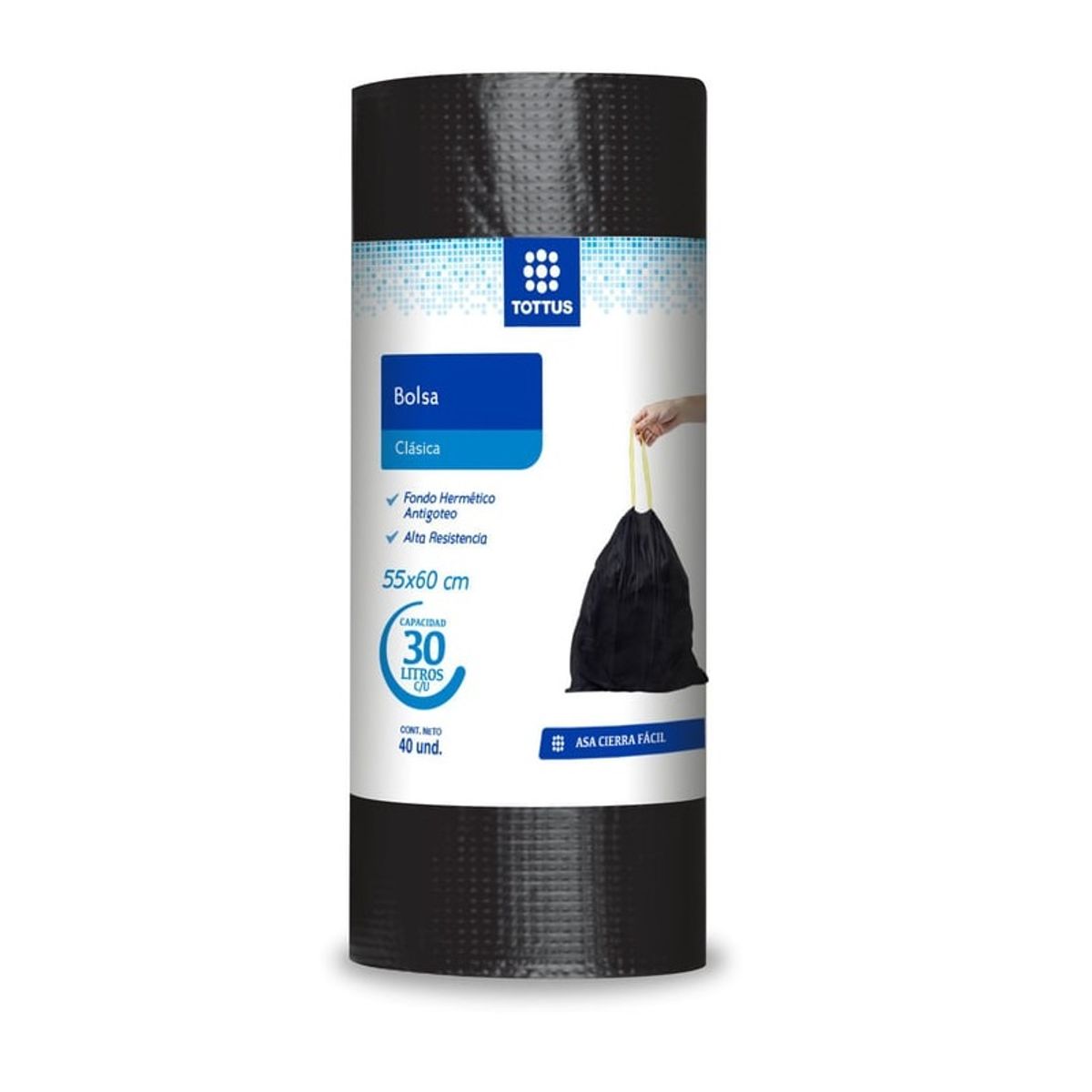 TOTTUS - Bolsas de Basura Negras Tottus 30L Empaque 40 Und