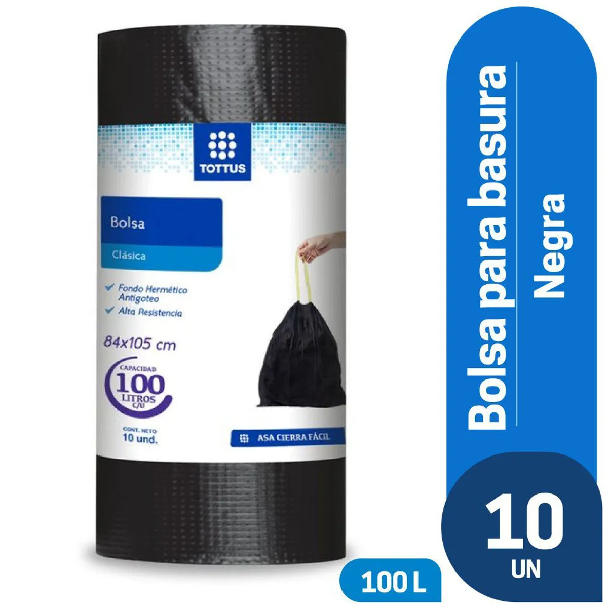 TOTTUS - Bolsa de Basura Tottus 100 L Empaque 10 Und