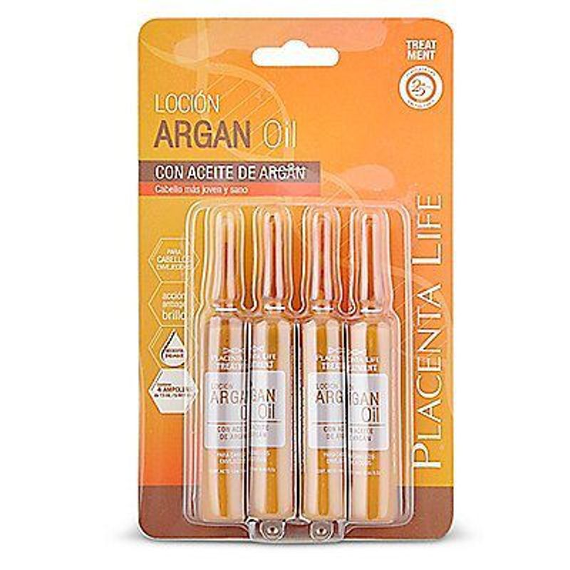 PLACENTA LIFE - Loción Capilar Placenta Life Argán Oil Pack 4 Ampollas De 13 mL