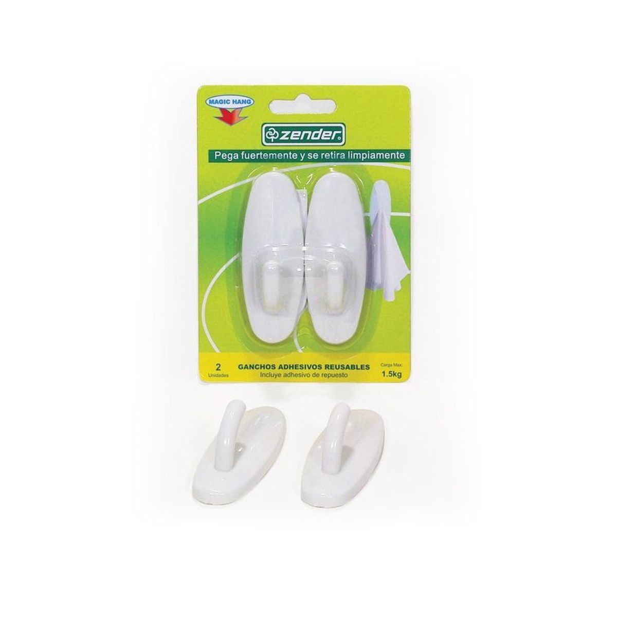 ZENDER - Gancho Adhesivo Reusable X2Un