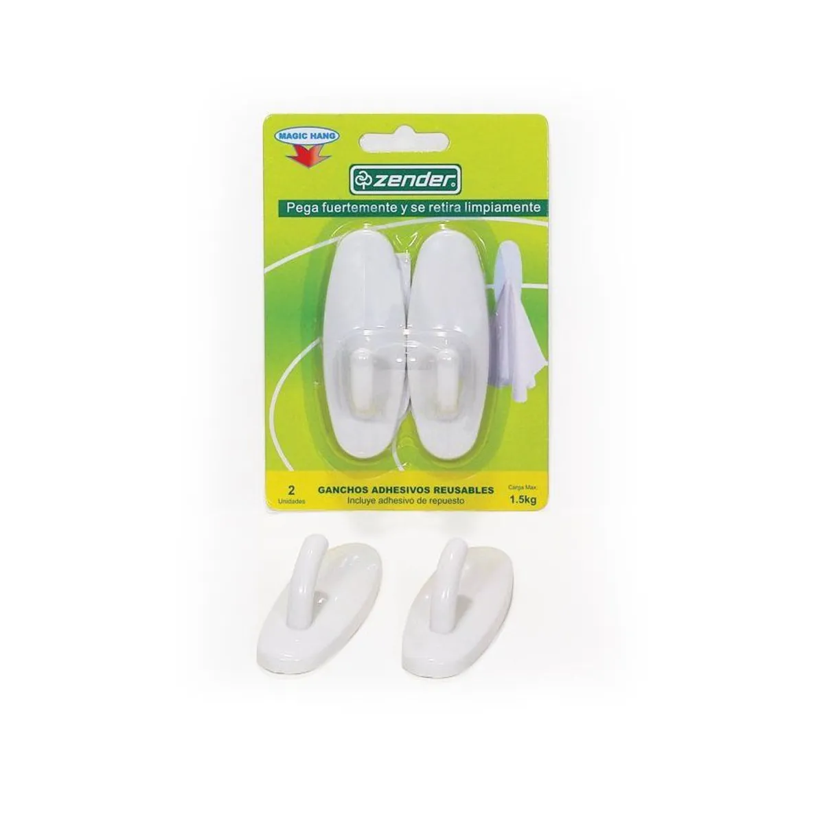 ZENDER - Gancho Adhesivo Reusable X2Un