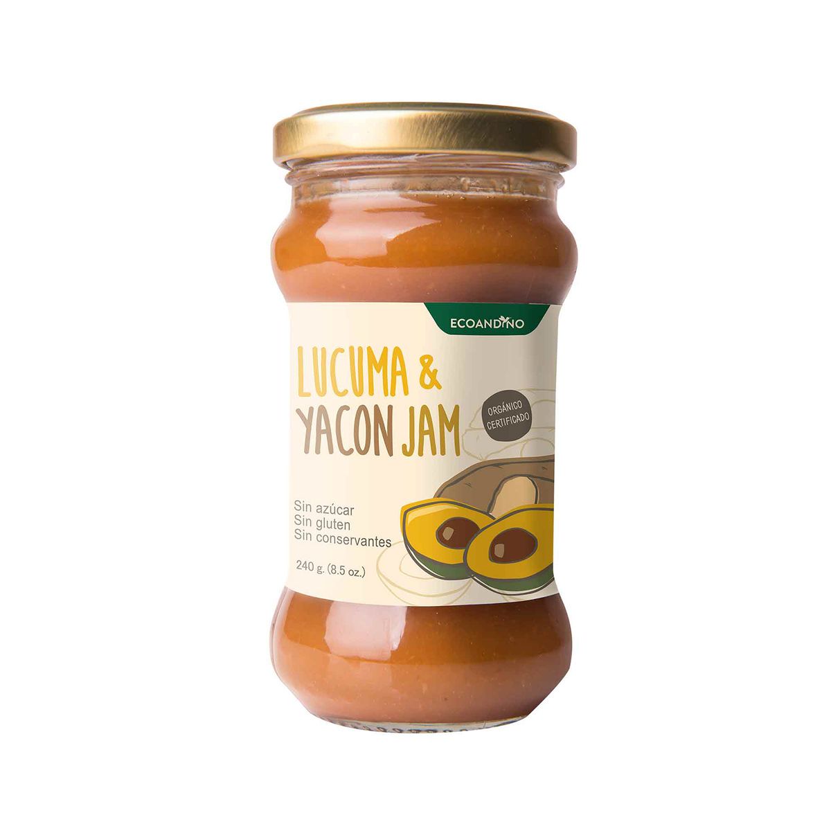 ECOANDINO - Mermelada Orgánica Ecoandino Lúcuma Yacón y Agave Envase 240 g