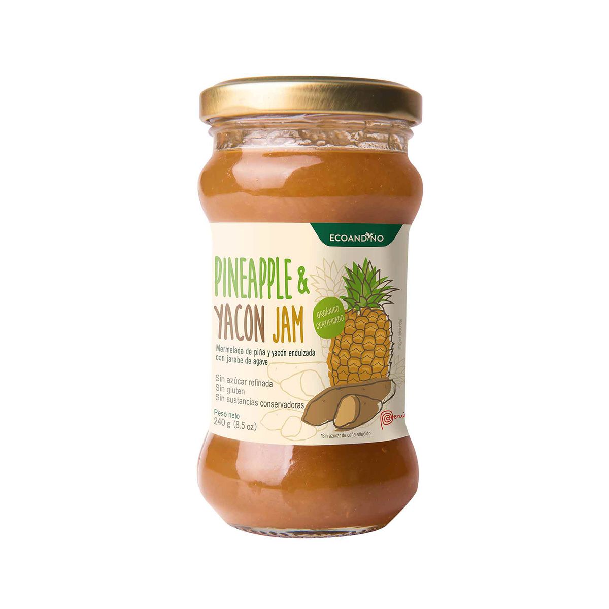 ECOANDINO - Mermelada Orgánica Ecoandino Piña Yacón y Agave Envase 240 g
