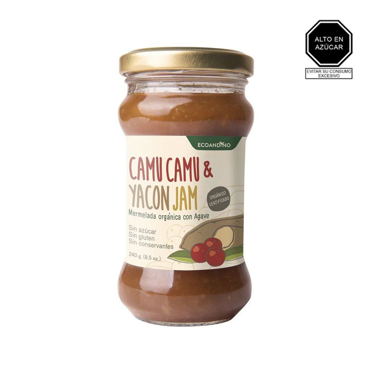 ECOANDINO - Mermelada Orgánica Ecoandino Camu Camu Yacón y Agave Envase 240 g
