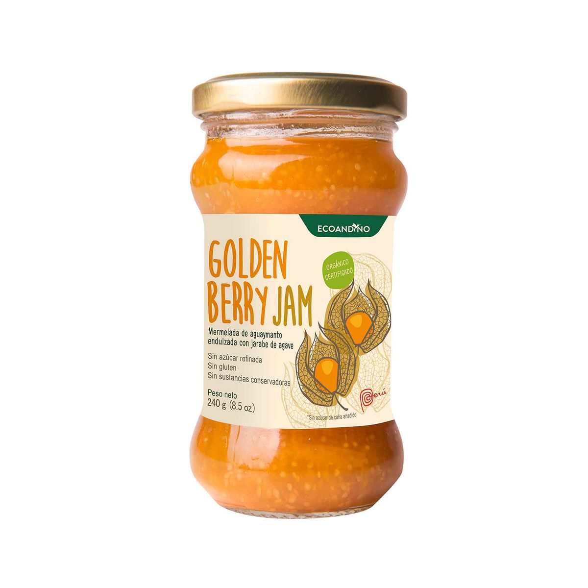 ECOANDINO - Mermelada Orgánica Ecoandino Aguaymanto con Agave Envase 240 g