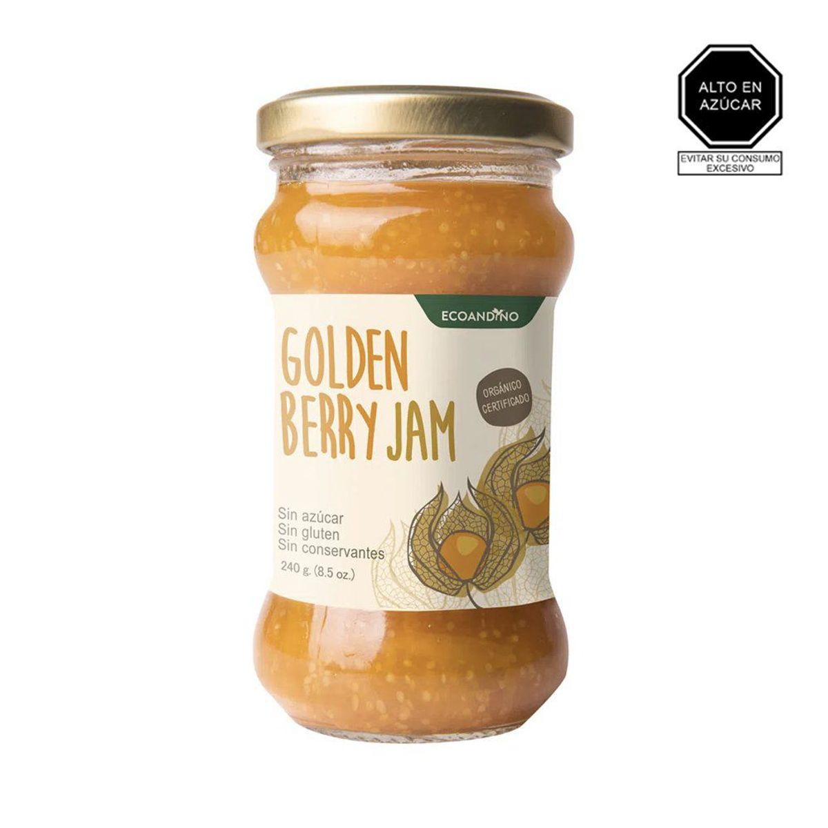 ECOANDINO - Mermelada Orgánica Ecoandino Aguaymanto con Agave Envase 240 g
