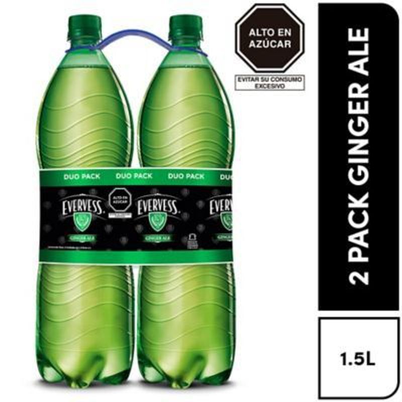 EVERVESS - Gaseosa Ginger Ale Evervess Pack 2 Botellas 1.5 L