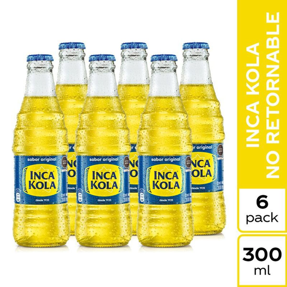 INCA KOLA - Gaseosa Inca Kola Vidrio Sixpack Botella 300 mL