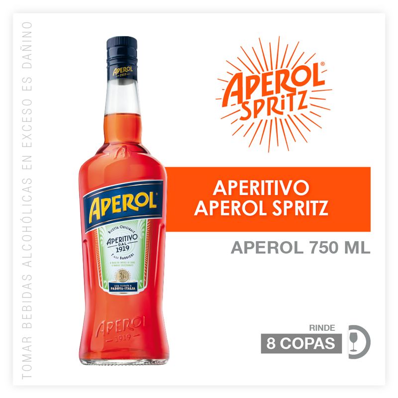 APEROL - Licor Aperol Spritz Botella 750 mL