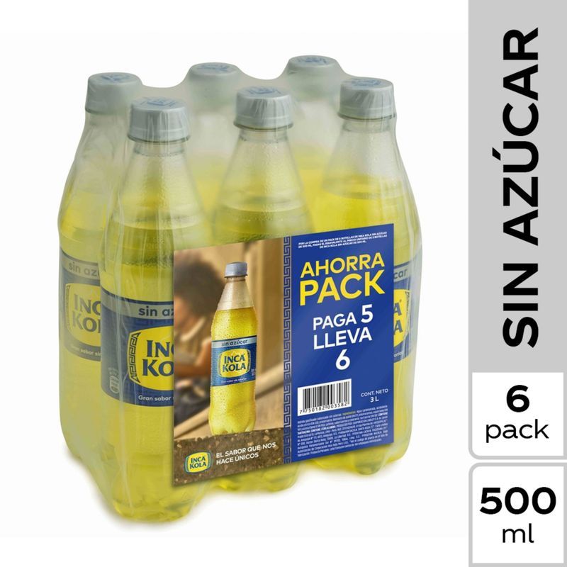 INCA KOLA - Six Pack Gaseosa Inca Kola Zero Sin Azúcar 500 mL