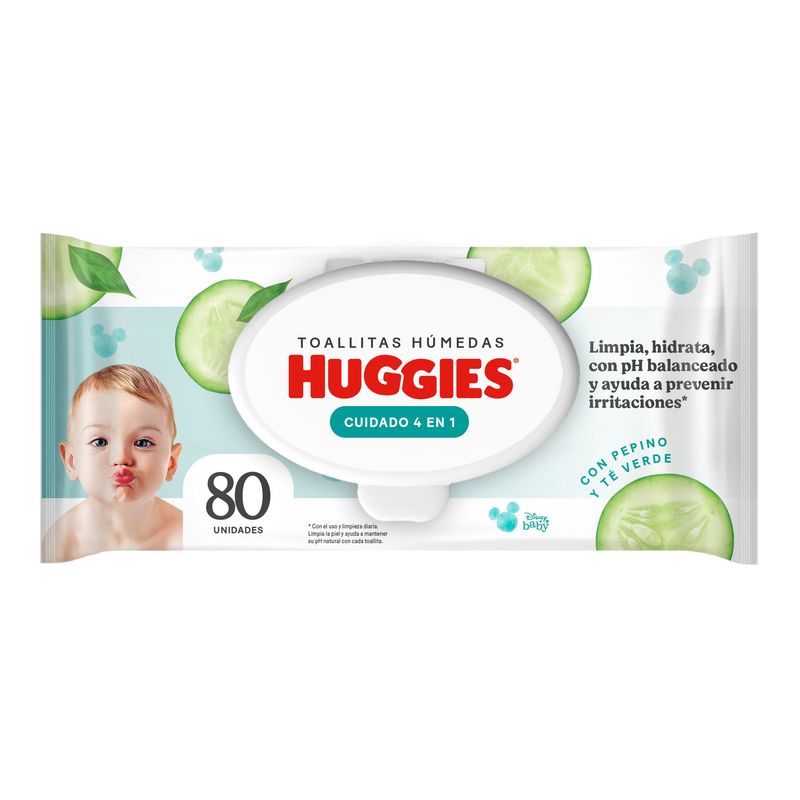 HUGGIES - Toallitas Húmedas Huggies One And Done Pepino Té Verde Empaque 80 Und