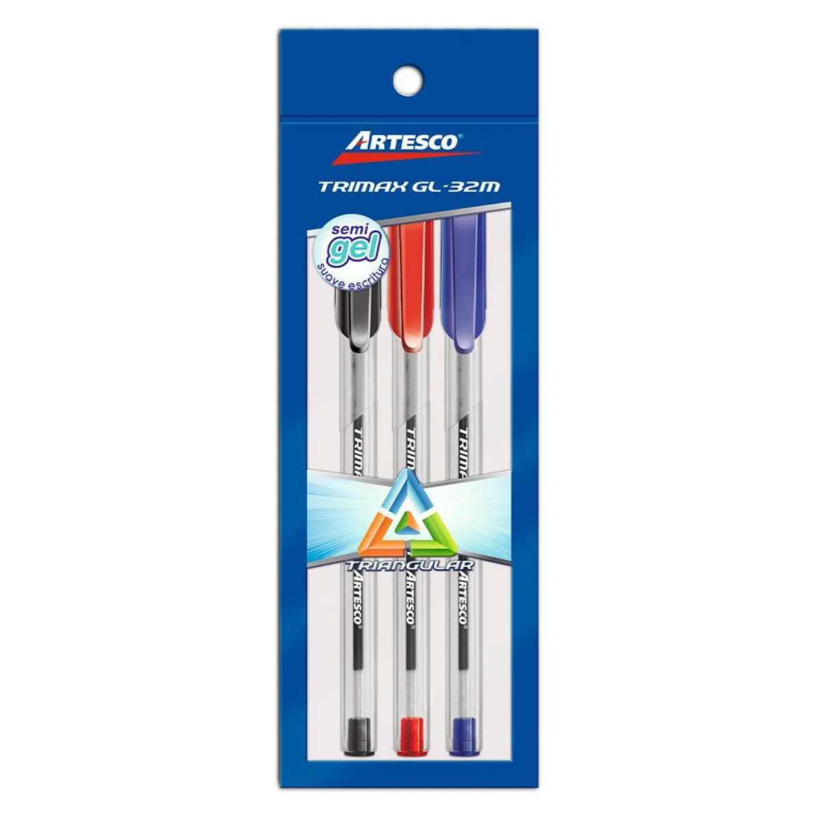 ARTESCO - Lapiceros Artesco Trimax Gl-32 Color Rojo Azul Y Negro Empaque 3 Und