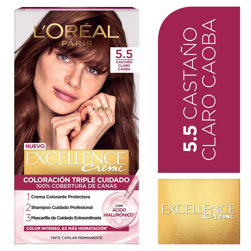 EXCELLENCE - Tinte Para Cabello Excellence Creme Tono 5.5 Castaño Claro Caoba L'Oreal Paris