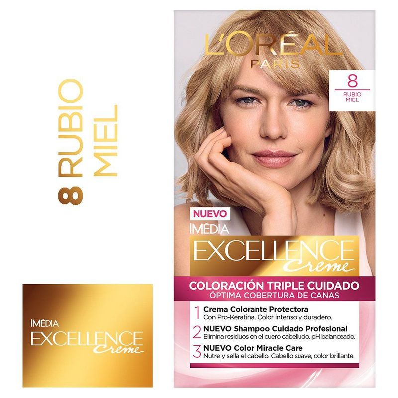 EXCELLENCE - Kit Tinte Capilar Excellence Tono 8 Rubio Miel
