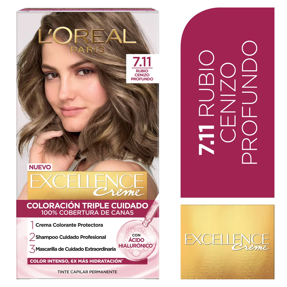 EXCELLENCE - Tinte Excellence Tono 7.11 Rubio Cenizo Profundo