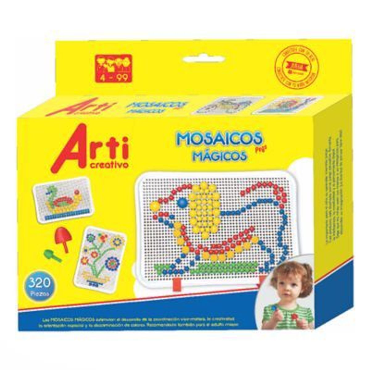 ARTI CREATIVO - Juego Didáctico Arti Creativo Mosaicos Mágicos Estuche 320 Und