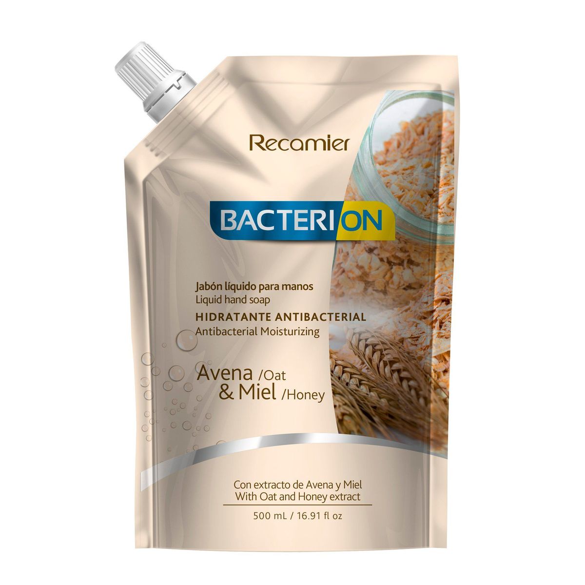 BACTERION - Jabón Líquido Bacterion Avena y Miel Doypack 500 mL