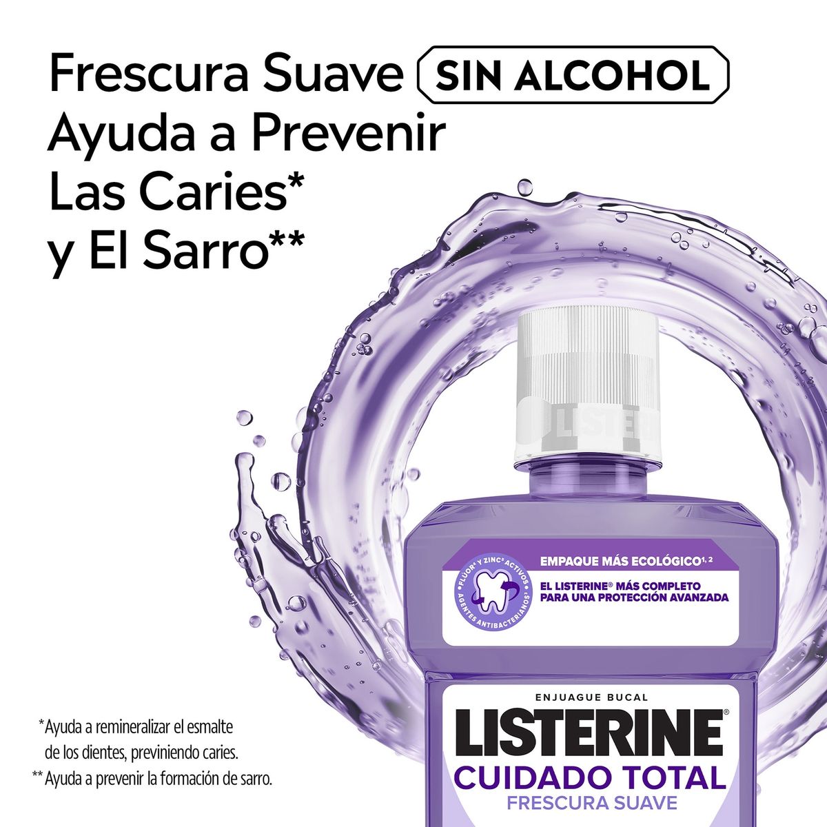 LISTERINE - Enjuague Bucal Listerine Cuidado Total Zero Botella 500 mL
