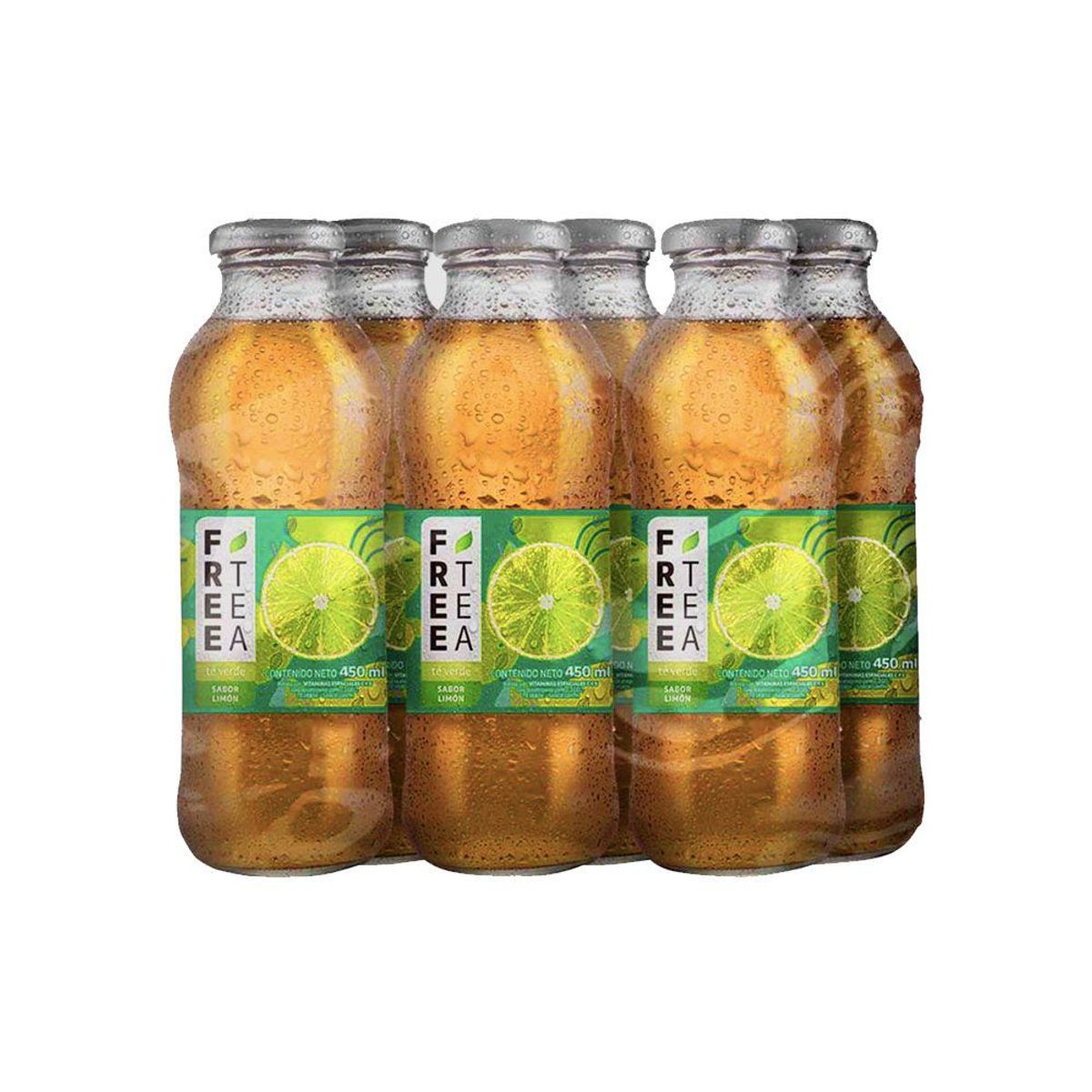 FREE TEA - Bebida Té Verde Free Tea Limón Sixpack Botella 450 mL