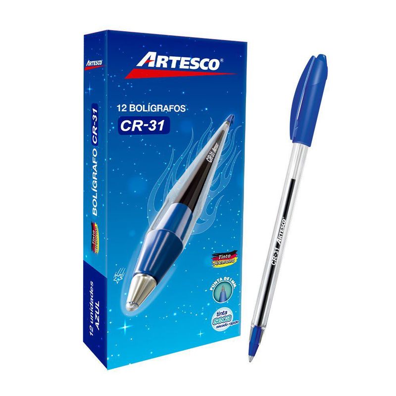 ARTESCO - Lapiceros Artesco Cr-31 Color Azul Empaque 12 Und