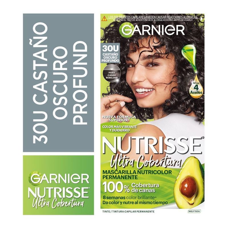 NUTRISSE - Tinte Para Cabello Ultra Cobertura 30U Castaño Oscuro Nutrisse 157 mL Garnier