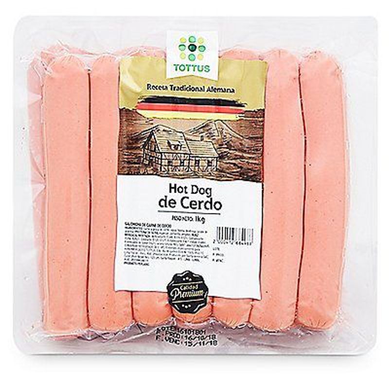TOTTUS - Hot Dog Premium De Cerdo Tottus Pqte X 1Kg
