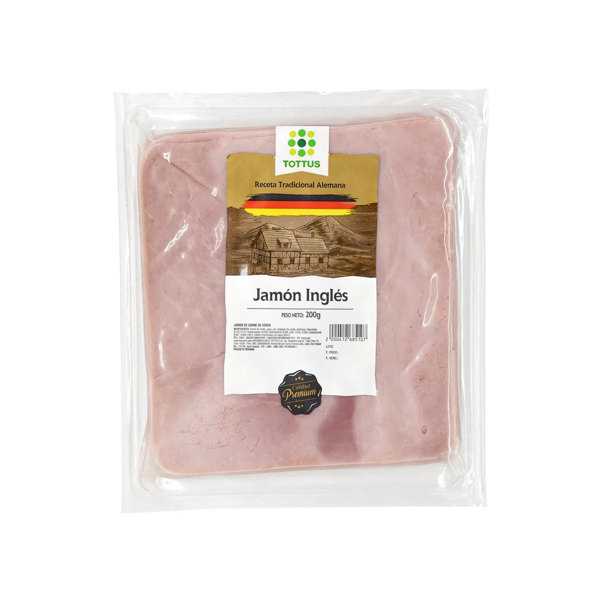 TOTTUS - Jamón Inglés Tottus Empaque 200 g